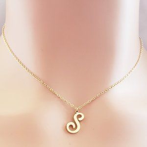 Initial S Gold Necklace